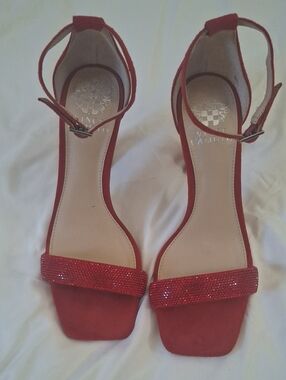Vince Camuto Red Crystal Strap Heeled Sandals